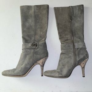 Michale Kors Gray Suede Snakeskin Quarter Height Boots - Women’s Size 10M